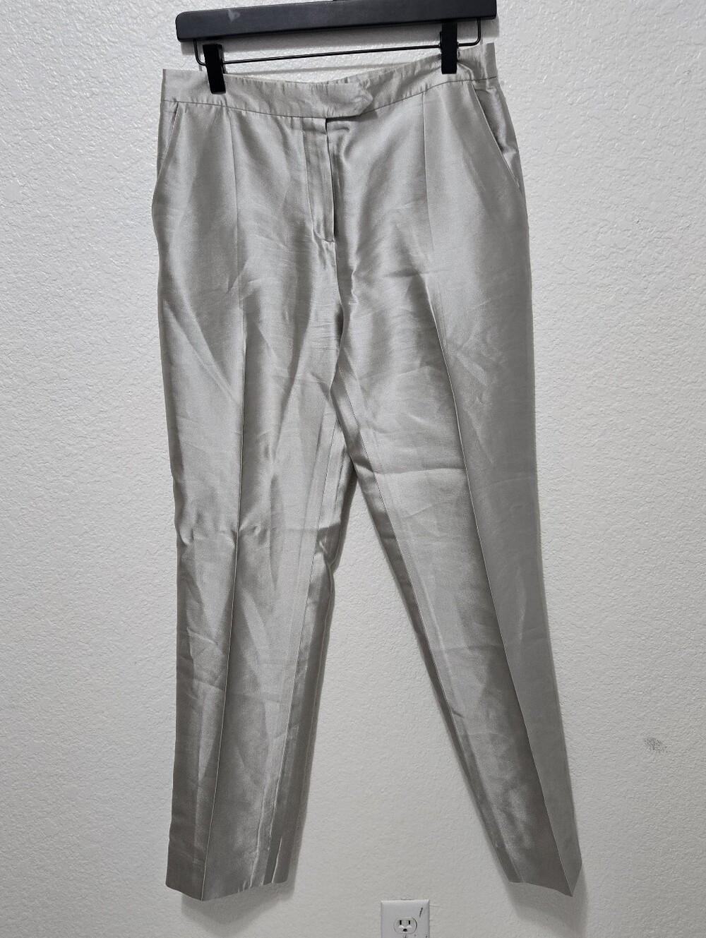 Vintage Oscar De La Renta silk trouser pants champagne tan